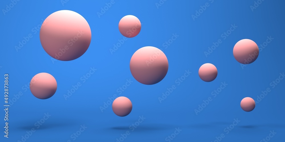 Poster spheres of many sizes - abstract 3d render design