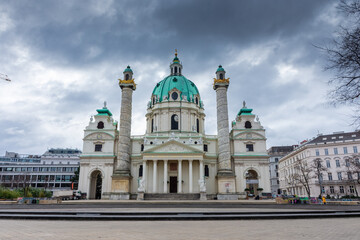 Fototapeta na wymiar The Karlskirke Church of Vienna, Austria