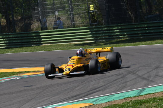21 April 2018: O'Connell, Martin GB run with historic 1980 F1 car ATS D4 during Motor Legend Festival 2018 at Imola Circuit in Italy.