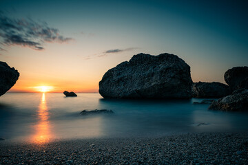 Summer in Leukada island in Greece. Long exposure shots during sunsets and aerial views of the...