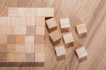 wooden pieces arranged in background