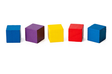 isolated colored wooden block construction