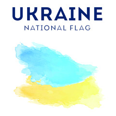 Watercolor state flag of Ukraine. Patriot of the country. Blue and yellow flag.