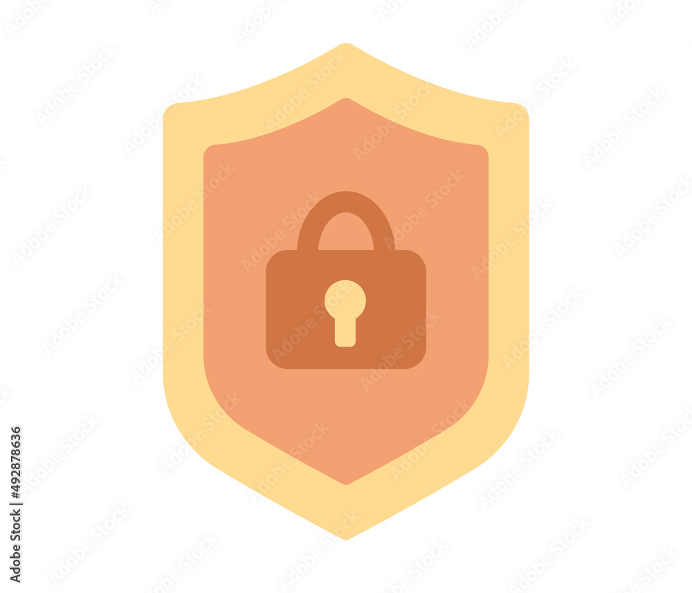 Poster lock simple icon. padlock shield. security and privacy concept. vector flat illustration