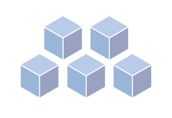 Block symbol. Blue 3d Cube set. Blockchain technology. Vector flat icon 