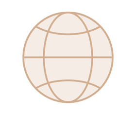 Globe or world map line icon. International earth globe. Internet web sign. Vector flat illustration