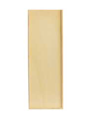 Wooden box. Vertical long wine box on white background. Wooden box mockup. Multipurpose box. Isolated.