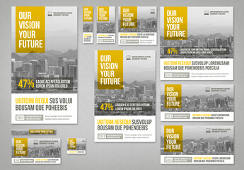 Web Banners in Pale Colors with Yellow Accents