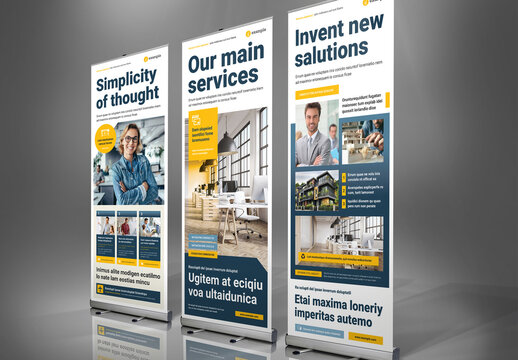Roll-Up Banner Layout with Yellow Accents