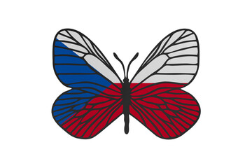 Butterfly wings in color of national flag. Clip art on white background. Czech Republic