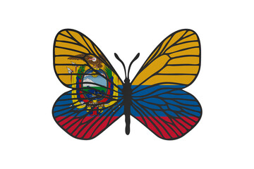 Butterfly wings in color of national flag. Clip art on white background. Ecuador
