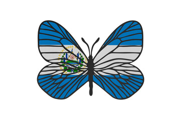 Butterfly wings in color of national flag. Clip art on white background. El Salvador