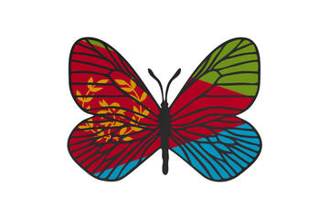 Butterfly wings in color of national flag. Clip art on white background. Eritrea