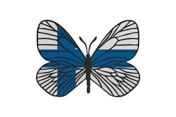 Butterfly wings in color of national flag. Clip art on white background. Finland