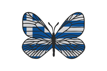 Butterfly wings in color of national flag. Clip art on white background. Greece