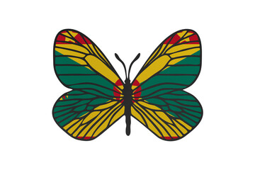 Fototapeta premium Butterfly wings in color of national flag. Clip art on white background. Grenada