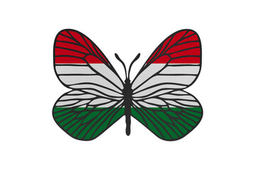Butterfly wings in color of national flag. Clip art on white background. Hungary