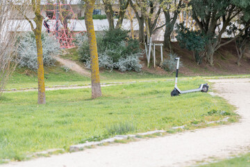 electric scooter parked in the garden