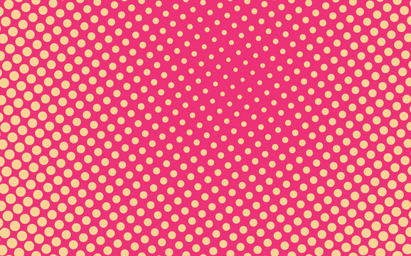 Pop art creative concept colorful comics book magazine cover. Polka dots pink background. Cartoon halftone retro pattern. Abstract dotted design for poster, card, banner