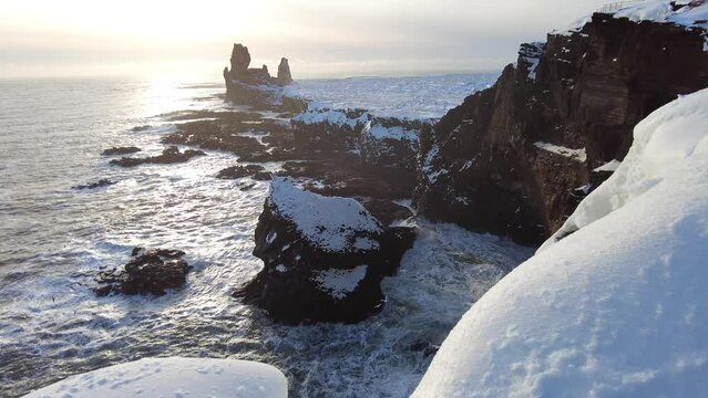 Typical Icelandic mountain landscape at Arnarstapi area in Snaefellsnes peninsula in Iceland