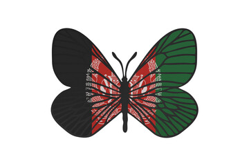 Butterfly wings in color of national flag. Clip art on white background. Afghanistan