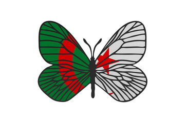 Butterfly wings in color of national flag. Clip art on white background. Algeria