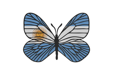 Butterfly wings in color of national flag. Clip art on white background. Argentina