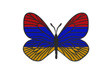 Butterfly wings in color of national flag. Clip art on white background. Armenia