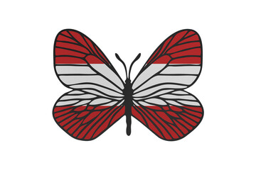 Butterfly wings in color of national flag. Clip art on white background. Austria