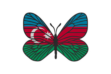 Butterfly wings in color of national flag. Clip art on white background. Azerbaijan