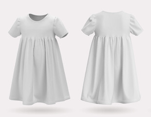 White baby dress on a gray background. 3d rendering, 3d illustration