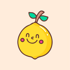Cute lemon mascot character, illustration for t-shirt, street wear, sticker, or apparel merchandise. With retro, and cartoon style.
