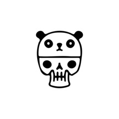 Panda skull, illustration for t-shirt, street wear, sticker, or apparel merchandise. With retro, and cartoon style.
