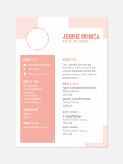 Pink modern cv resume template