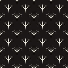 Abstract pattern tattoo sword sketch. Artistic death metal logo design. White illustration in Metalcore style on a black background.