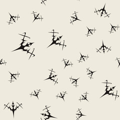 Abstract pattern tattoo sword sketch. Artistic death metal logo design. Random, chaotic black illustration in Metalcore style on a white background.