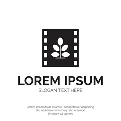 Film Roll and Plant Logo Design Premium Vector