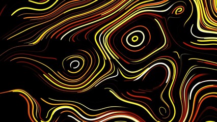 Abstract creative bg with curled lines like yellow trails on surface. Lines form swirling pattern like curle noise. Abstract 3d bright creative festive bg. 3d render