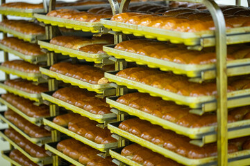 Hamburger and sandwich breads prepared untouched in the factory environment