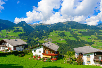 Fototapeta na wymiar Village of Raggal in the Grosswalsertal, State of Vorarlberg, Austria