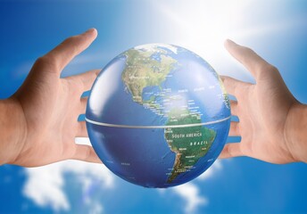 Child with Earth Globe. Study, education, conservation