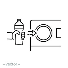 deposit bottle recycling icon, refund and reward machine, reuse plastic, thin line symbol on white background - editable stroke vector illustration