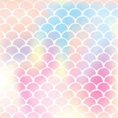 Gradient mermaid background with holographic scales.