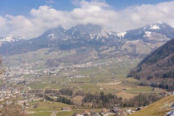 Fototapeta na wymiar vacation and excursion region of Schwyz is located in heart of Switzerland. It is easily and quickly accessible from all directions. Discover unique landscapes, living customs, and cultur in Schwyz