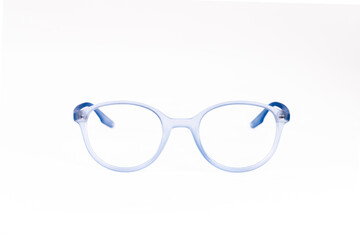 Fototapeta premium optical glasses frame stands on a white background