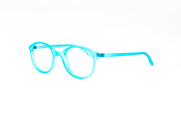 Fototapeta premium optical glasses frame stands on a white background