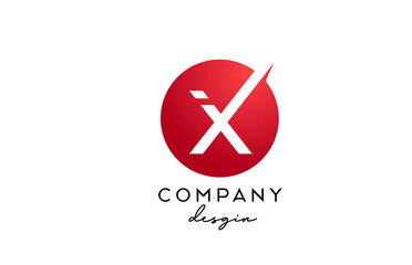 red X alphabet letter logo icon with circle design. Creative template for company and business