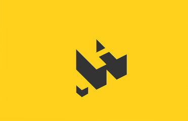 yellow black h alphabet letter icon logo with shadow design. Creative template for company and business