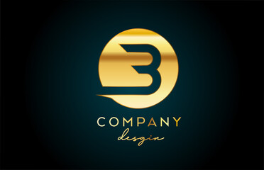 Gold B alphabet letter logo icon with circle design. Golden creative template for business and company