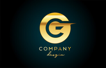 Gold G alphabet letter logo icon with circle design. Golden creative template for business and company